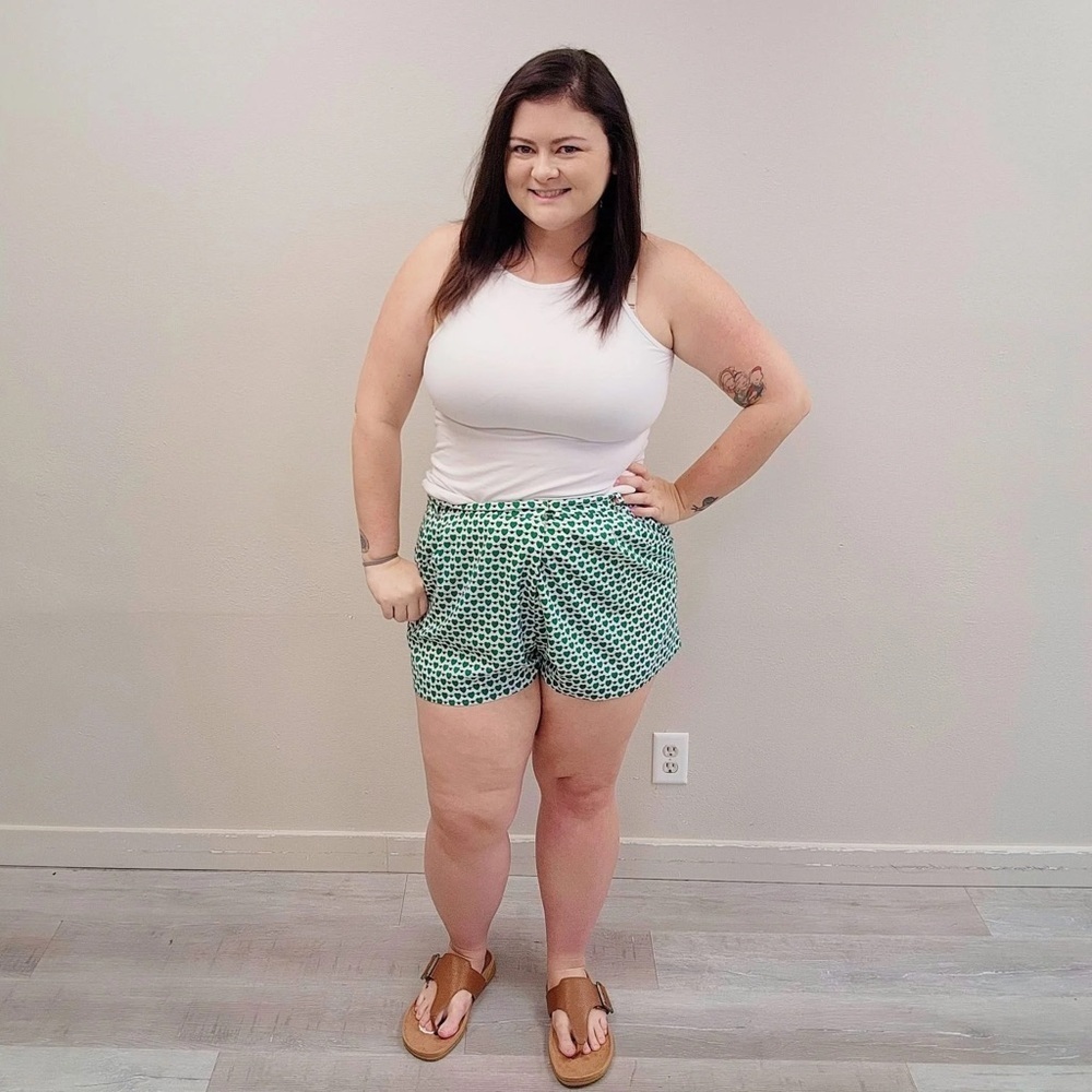 J. Crew Green Hearts & Bees Shorts - Size 16